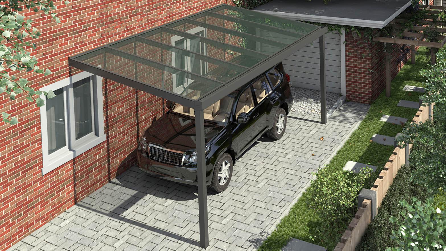 Carport with clear glass roof Carport with clear glass roof