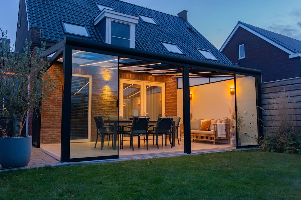 Black veranda with Lighting System