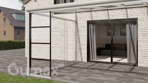 Steel Look glass sliding door 1-rail system matt white 1960mm wide with passage height of 2380mm – 2420mm