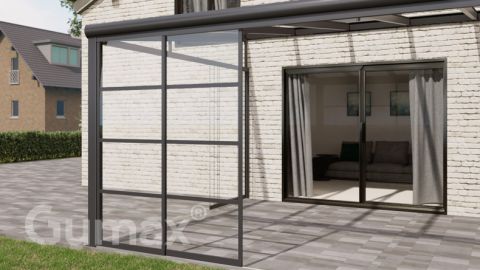 Steel Look glass sliding door 2-rail system matt anthracite 1960mm wide with passage height of 1980mm – 2020mm