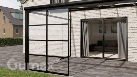 Steel Look glass sliding door 2-rail system matt black 1960mm wide with passage height of 2680mm – 2720mm