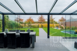 Garden room with glass sliding door