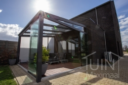 Anthracite glass sliding door with decking