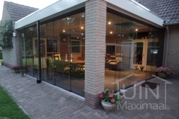 Anthracite glass sliding doors in existing canopy